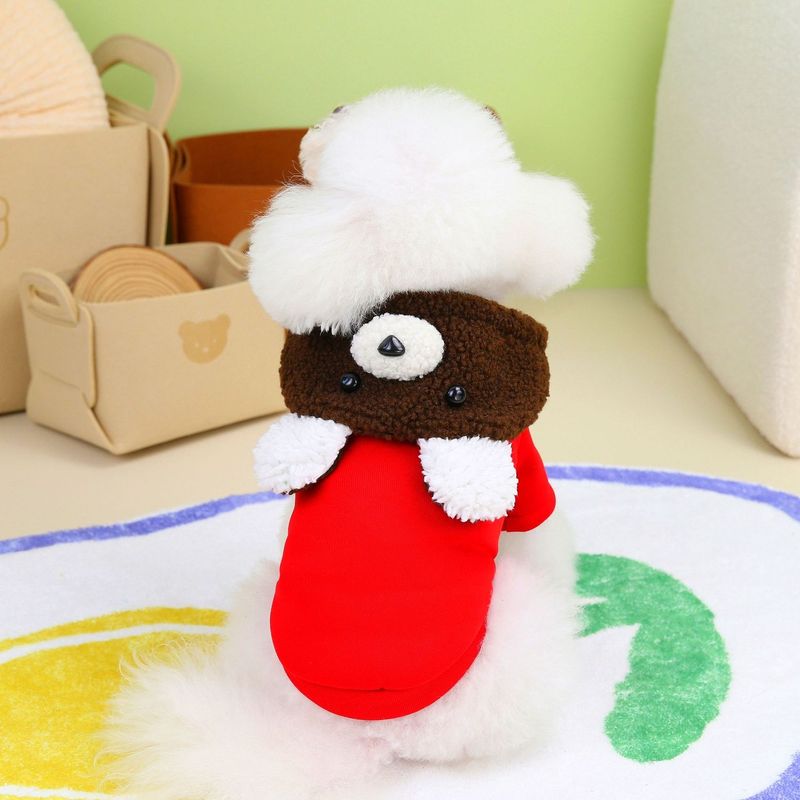 Dog Autumn/Winter New Teddy Cat Winter Plush Pet Clothing 23 Brown Bear Hoodie_voghion.com