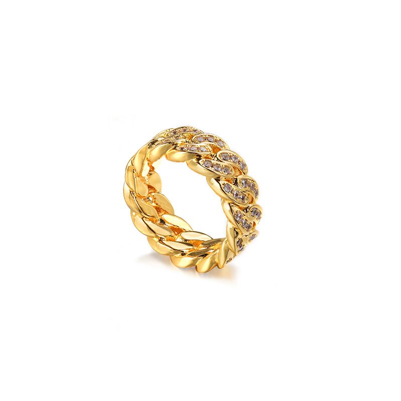 Wang Jiaers kubanischer Kettenring mit Zirkon-Inlay, trendige Herren- und Damenringe, Schwanzring, Hip-Hop-Mittelfinger,_voghion.com