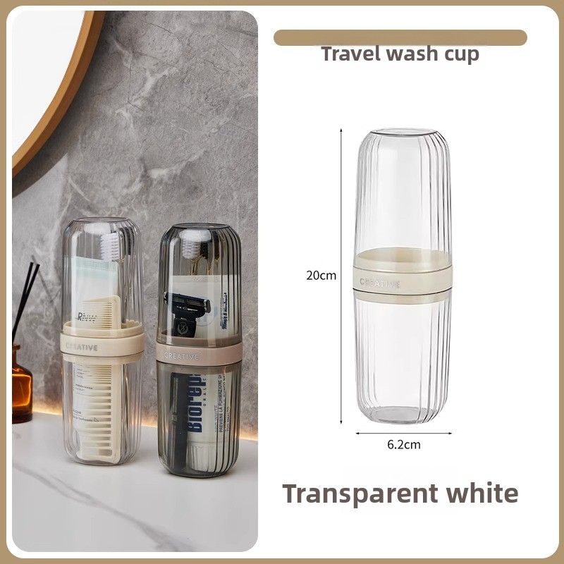 Travel Set Portable Toothpaste Toothbrush Storage Box Toiletry Bag 2-in-1 Business Trip Essential Mouthwash Cup_voghion.com