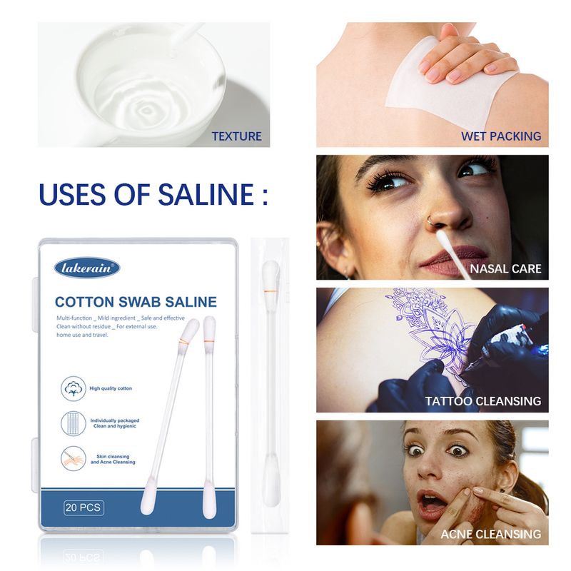 Solución fisiológica de limpieza con hisopo de algodón Carina Lakerain, limpieza de cejas, ojos y labios, bordados, lavado de nariz, diluido._voghion.com