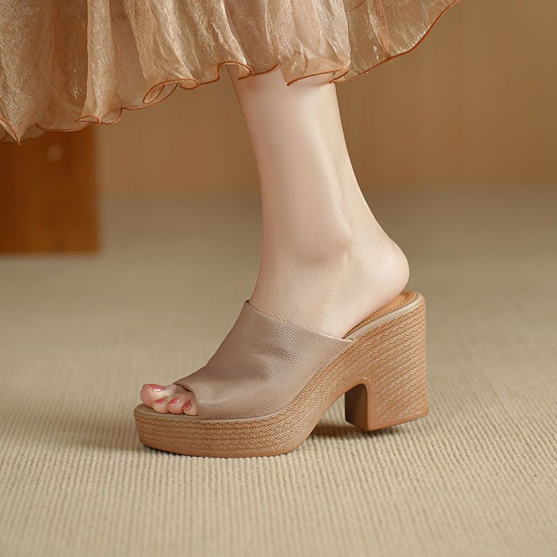 Giant Soft Sole Grube Sandały Na Obcasie Damskie Latem 2025, Nowy Styl Okryć Wierzchnich, One Line Drag, Sandały Gąbkowe, Okrągłe_voghion.com