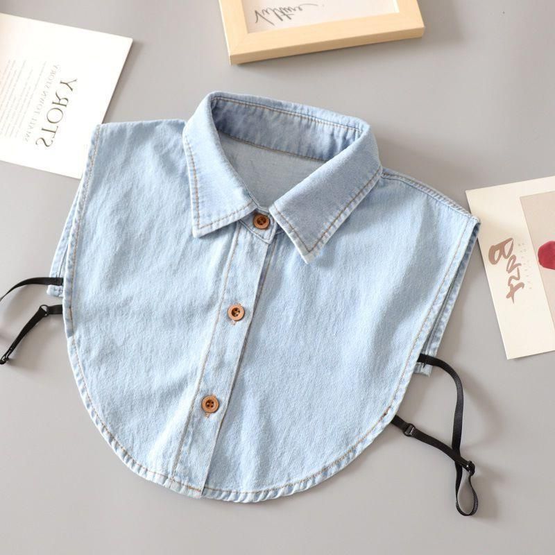 Dameskleding Denim overhemdkraag Veelzijdige kraag Casual vervangende multifunctionele kraag met trui kleding_voghion.com