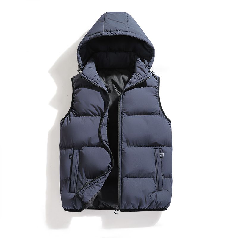 new autumn and winter men's cotton vest for young and middle-aged people fashionable casual removable hooded thickened warm vest for men_voghion.com