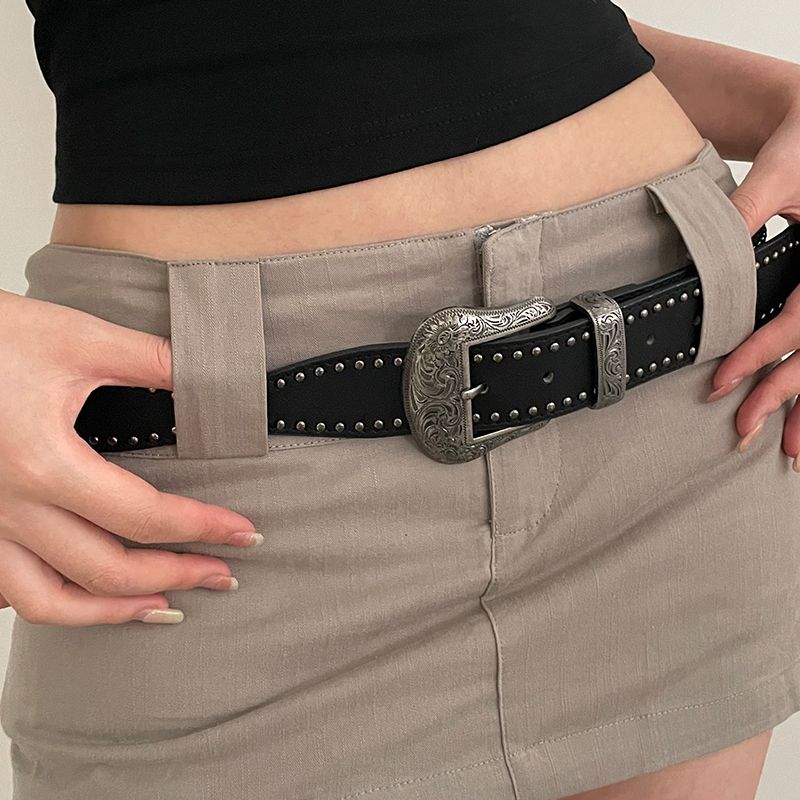 Retro Female Rivet Punk Stylish Y2g Belt_voghion.com
