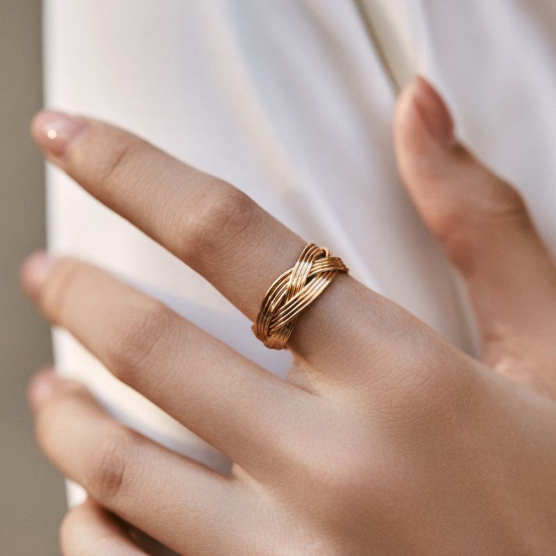 Braccialetto di personalità esagerata impilato con anello aperto, design a conchiglia, fiocco irregolare, versione larga, anello retrò_voghion.com