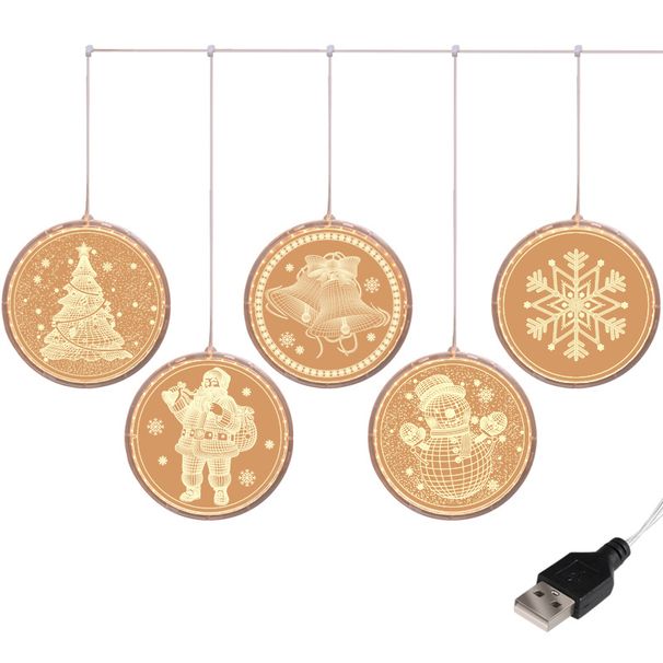 USB-Weihnachtslichterkette mit Fernbedienung – 5 Stränge Eisbar-Lichterkette für Weihnachtsdekorationen, Fenstervorhänge_voghion.com