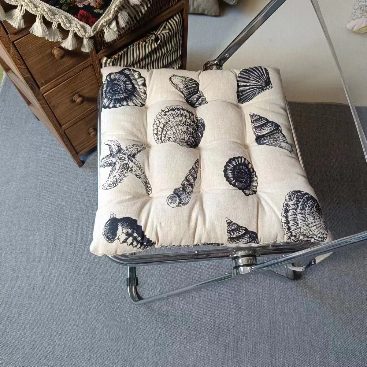 Cuscino antiscivolo per sedia, in poliestere traspirante, per casa, ufficio e esterni (40x40 cm, motivi geometrici/floreali, design annodato)_voghion.com