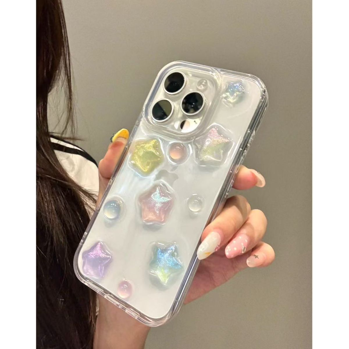 TechGlobe Spring Ins Liquid Fine Glitter Stars Flowers Compatible With IPhone 16 Pro Max 15 Phone Case 14_voghion.com