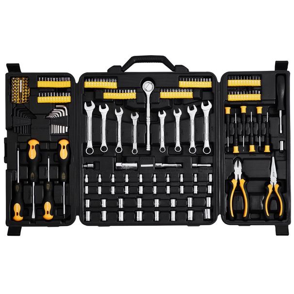 221-Piece Mechanics Tool Set 1/4' And 3/8' Drive Sockets SAE And Metric_voghion.com