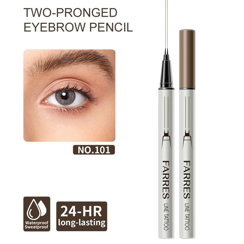 Matita per sopracciglia a due punte con combinazione di ombretto e eyeliner: design unico della testa della penna, contorno preciso, impermeabile e resistente al sudore._voghion.com