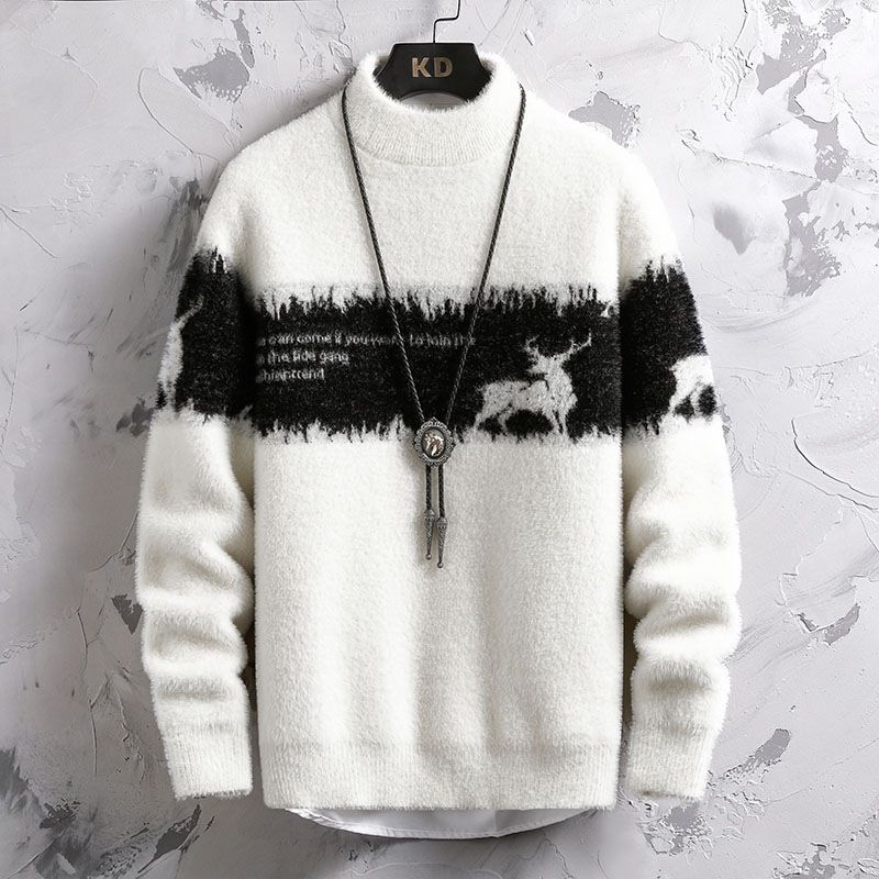 ​​Men’s Winter Mock Mink Fleece Sweater – Half Turtleneck Pullover, Soft & Warm, Non-Shedding, Youth & High School Fashion​​_voghion.com