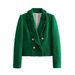Women's clothing 2023 autumn new item texture double breasted temperament suit jacket long sleeved_voghion.com