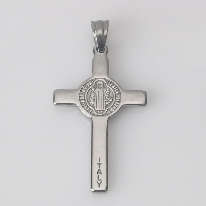 Stainless fashionable personalized exorcism saint Benedict amulet pendant titanium steel men's and women's necklace_voghion.com