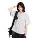 Men's Clothing Oversized Crew Neck T-Shirt - Summer Casual Short Sleeve Tee With Asymmetrical Hem - Breathable Polyester Fabric In Black & Grey_voghion.com