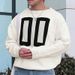 Men's Oversized Drop Shoulder Crewneck Sweater With Letter Embroidery - Soft Knit Pullover For Casual Comfort (S/M/L/XL)_voghion.com