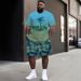 Men's Clothing Plus Size Fashion T Shirt Shorts Suit Coconut Tree 3D Digital Printing Casual Beach Pants Suit_voghion.com