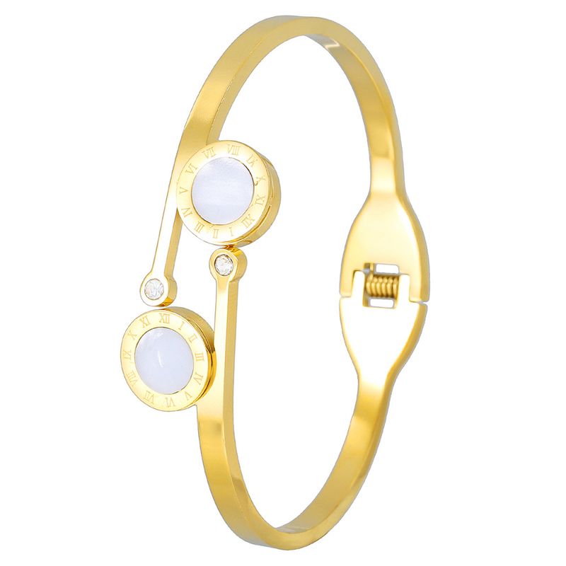 Zircon Inlaid Shell Titanium Steel Bracelet Niche Light Luxury Buckle Bracelet Versatile Fashion Female Bracelet Does Not Fade_voghion.com