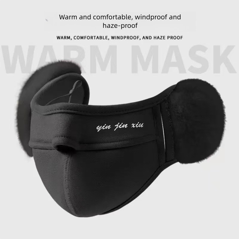 Winterwarme Damenbekleidung, integrierter Mund- und Ohrenschutz, hochwertiges Design, winddicht, kältebeständig, fleecegefütterte Ohrenschützer_voghion.com