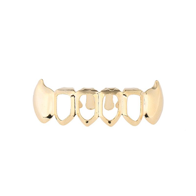 Accessori per bretelle unisex Hip Hop, alla moda, in maschera, con denti cavi dorati, per Halloween e hip hop._voghion.com