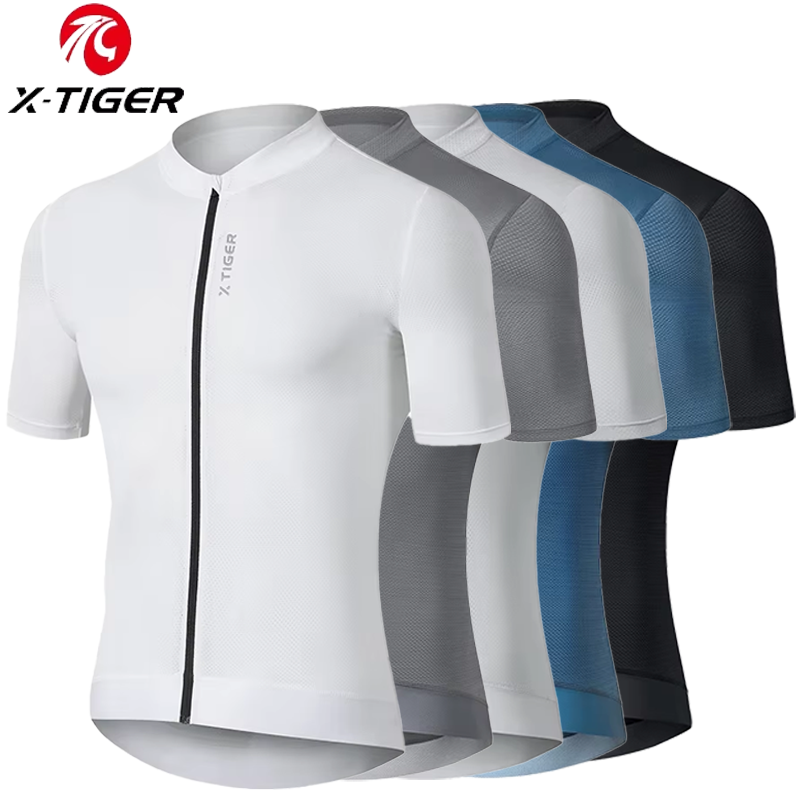 Maillot de cyclisme X-TIGER pour homme et femme, respirant, court, séchage rapide, coupe ajustée, professionnel, SPF 50, VTT, vélo de route_voghion.com