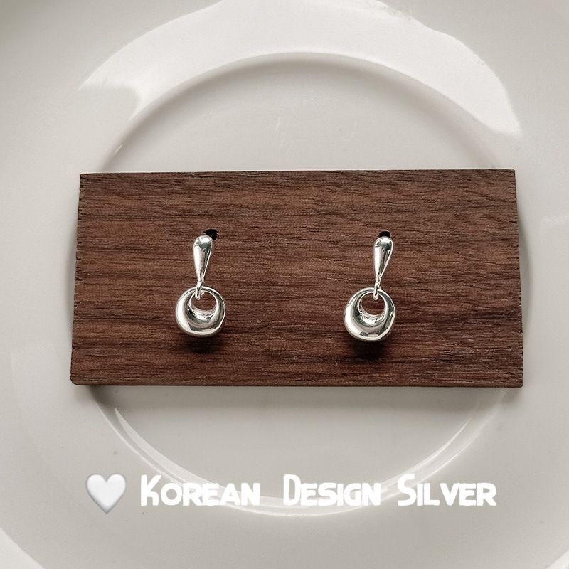 Orecchini in argento puro liscio e massiccio per donna, semplici, nuovi, versatili, alla moda, dal design cinese, stile Ins_voghion.com