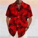 Men's Clothing Coconut Tree Graffiti Luminous Short Sleeve Print Outdoor Street Button Print Top_voghion.com