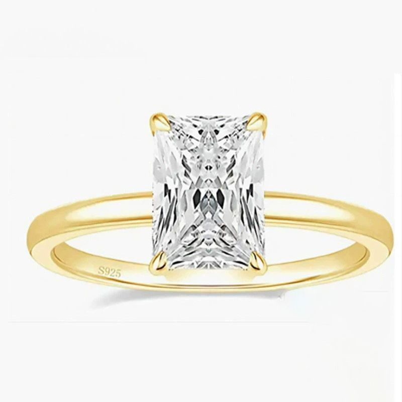 Anello nuziale in argento con diamanti da 3 carati e pietra di Rendee da 7 mm x 9 mm_voghion.com