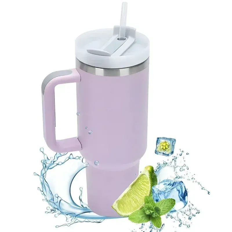 Tazza termica da 40 once, tazza acuum 2.0 con manico, cannuccia, acciaio inossidabile, bevande calde e fredde al caffè_voghion.com