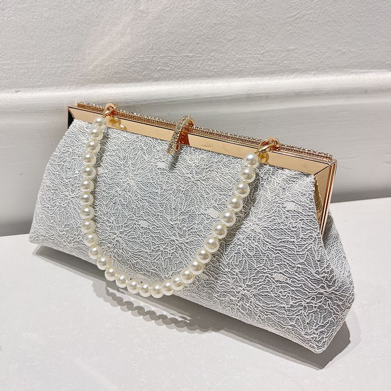 Neue Spitzen-Clutch mit Perlen, Handtasche, Cheongsam, Abendkleid, elegante Schultertasche mit Diamantbesatz, Schloss, Banketttasche_voghion.com
