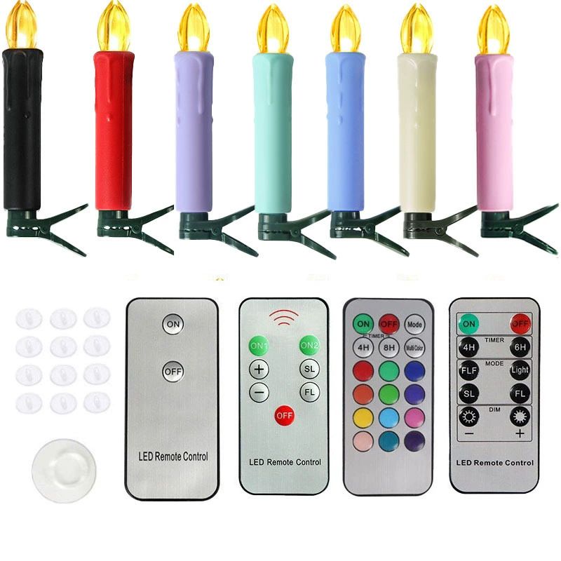 Bougies LED flottantes télécommandées avec clips – Lot de 10, changement de couleur multicolore, fonction minuterie, pour décorations de fête de Noël et d'Halloween_voghion.com