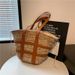 Large Capacity Straw Shoulder Natural Grass Handmade Woven Tote For Women Summer Vacation Style Beach Bag_voghion.com