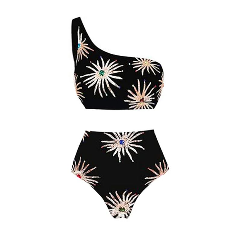 Women's stylish beach vacation one-piece swimsuit set_voghion.com
