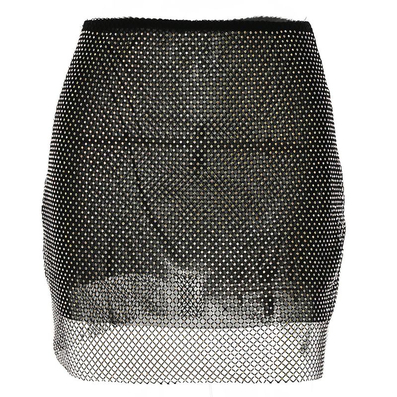Damenmode-Farbdiamant-Mesh-Rock voller Diamant-Persönlichkeit, Gewürzmädchen, sexy Hüftwickelrock_voghion.com