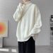 Men's Retro Zip-Up Knit Sweater With Stand Collar, Oversized Fit, Warm Winter Pullover, Casual Streetwear For Teens & Adults_voghion.com