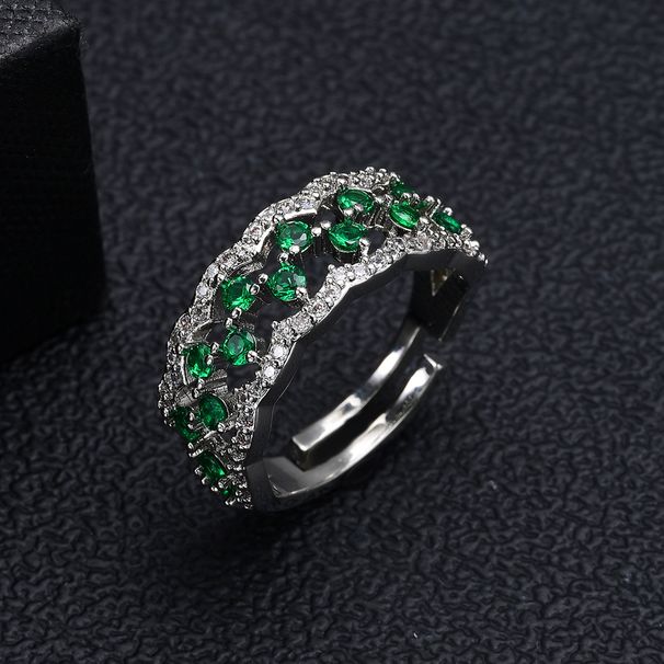 Women's Jewelry Elegant Open-Ended Zircon Ring With Dreamcatcher Design, Electroplated Copper Statement Ring For Everyday Wear_voghion.com