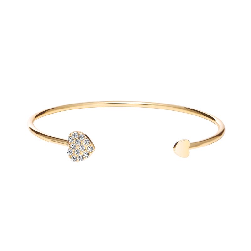Bracciale da donna in stile coreano semplice con diamanti a forma di cuore aperto_voghion.com