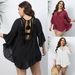 Beach Series Plus Size Women's Hand Hooked Patchwork Sexy Open Back Ruffle Short Beach Blouse_voghion.com