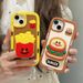 Lustige 3D Silikon Pommes Burger Halterung Paar Telefon Abdeckung für iPhone 15 Pro Max 14 13 11 12 Fall mit Halter Stand_voghion.com