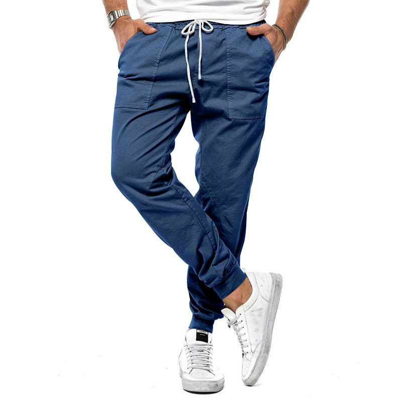 Herrenbekleidung: Klassische, mit Kordelzug gewebte, lässige Sport-Cargohose für Herren, große Herrenbekleidung_voghion.com