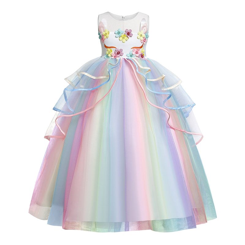 Mame și copii Vară stil nou fete îmbrăcăminte unicorn prințesă fustă din plasă tul rochie pentru copii vestă fustă rochie_voghion.com