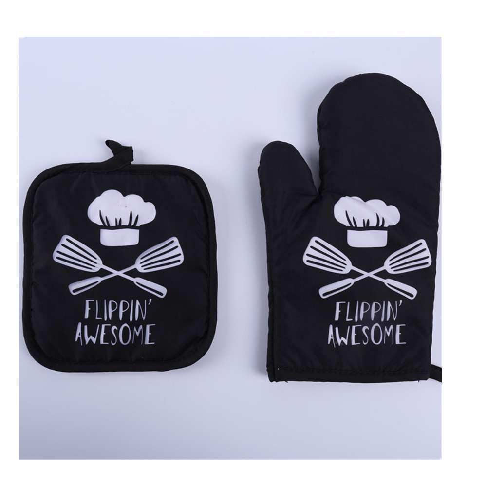 1 Set niedliche, rutschfeste, schwarz-graue Baumwollhandschuhe im nordischen Stil für Küche, Kochen, Mikrowelle, Backen, Grillen, Topflappen, Ofenhandschuhe_voghion.com