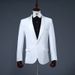 CT Men's Green Fruit Collar Choir Performance Western Style Singer Suit Host Long Sleeve Set Stage Black And White Photo_voghion.com