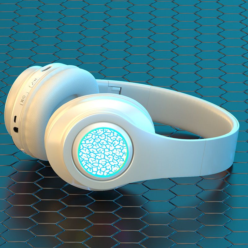 Cuffie stereo Bluetooth 5.0 bianche B39 di alta qualità, cuffie da gioco wireless pieghevoli luminose._voghion.com