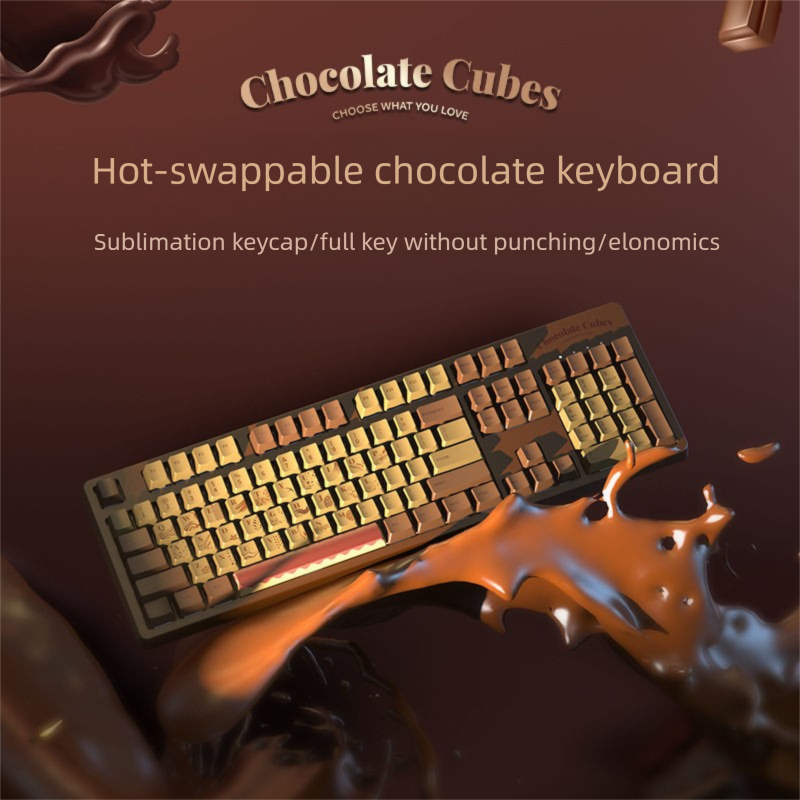 Heijue AK533 Chocolate Full Key Hot-Swappable Blue Pink Switch 104 Keys Mechanical Keyboard DIY_voghion.com