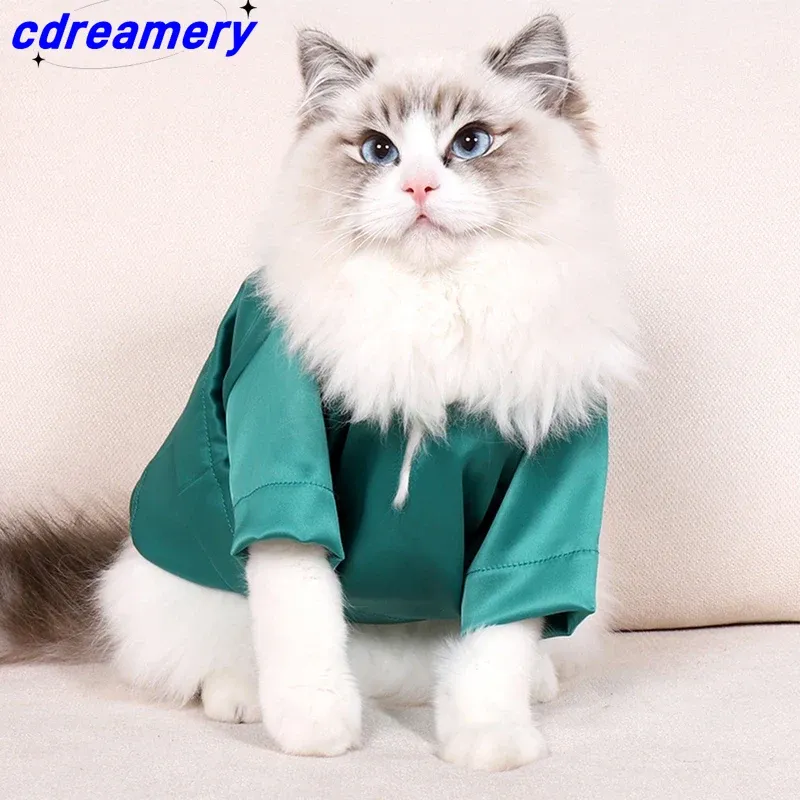Ropa de moda para mascotas, ropa de verano para gatos, seda transpirable, fina y antiadherente, ropa tradicional china para gatos._voghion.com