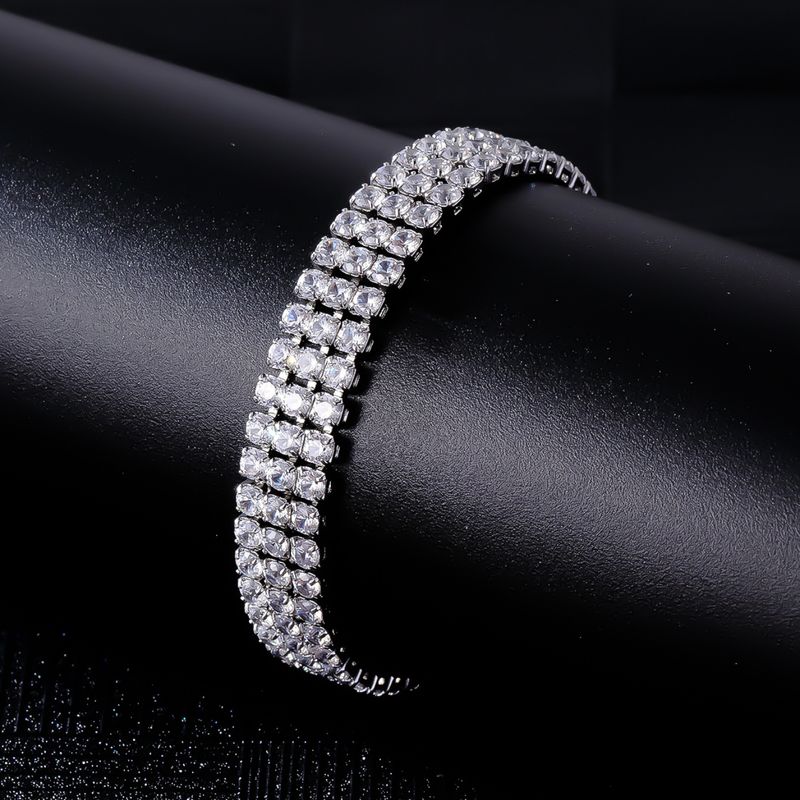 Joseph's straight hair bright flash copper plated with three rows of zircon Cuban bracelet Tide_voghion.com