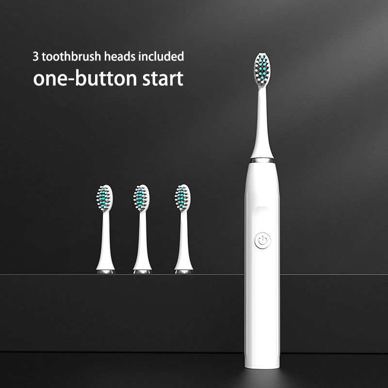 Elektrische Schallzahnbürste für Erwachsene und Kinder, Ultraschall, automatischer Vibrator, Aufhellung, IPX7, wasserdicht, 3 Bürstenköpfe, Batterietyp_voghion.com