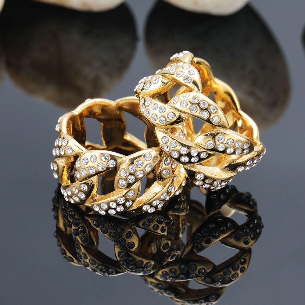 Anello da uomo alla moda in acciaio al titanio con catena cubana in stile hip-hop e diamanti_voghion.com