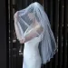 Hair Jewelry MZA32 2 Tier Veil With Blusher Pearls Bridal Veils Elbow Length Wave Pencil Edge Soft Wedding Accessories_voghion.com