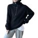 Cozy Oversized Zip-front Knit Sweater For Women - Lazy Chic Pullover With Stand Collar In Solid Colors (Gray, Beige, Coffee, Black, Blue, Oatmeal)_voghion.com